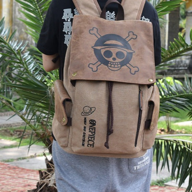 One Piece Anime Brown Drawstring Back Pack