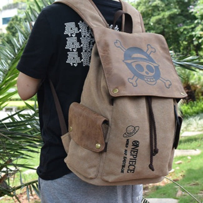 One Piece Anime Brown Drawstring Back Pack