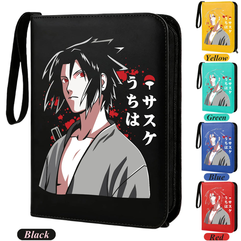 Anime Rogue Ninja Zippered Trading Card Binder - 9-Pocket PU Leather TCG Collector Folder Album with Wrist Strap & Red Cloud Graphic - Portable Storage Case for Pokemon, MTG, Yu-Gi-Oh & Sports Cards