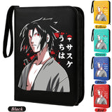 Anime Rogue Ninja Zippered Trading Card Binder - 9-Pocket PU Leather TCG Collector Folder Album with Wrist Strap & Red Cloud Graphic - Portable Storage Case for Pokemon, MTG, Yu-Gi-Oh & Sports Cards