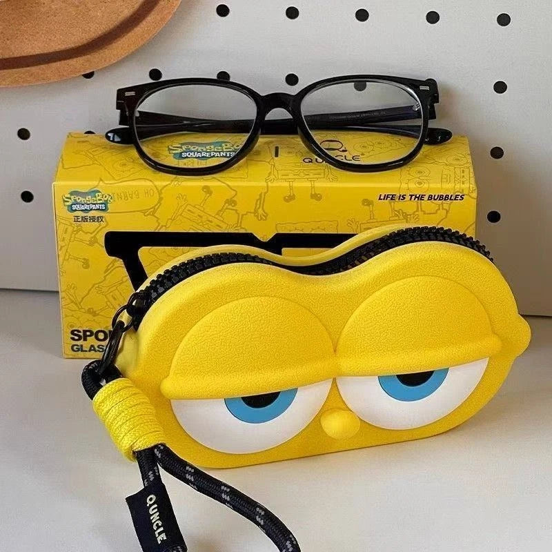 SpongeBob SquarePants Silicone Glasses Case - Protective Eyewear Pouch - "Life is the Bubbles" Edition Soft Shell Eyeglass Protector