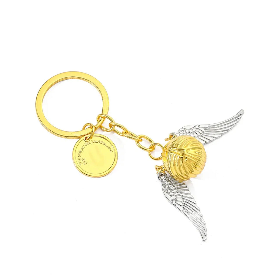 Harry Potter Golden Snitch Keychain - Handcrafted Quidditch Seeker Pendant & Backpack Accessory - Vintage Movie Replica Jewelry Gift