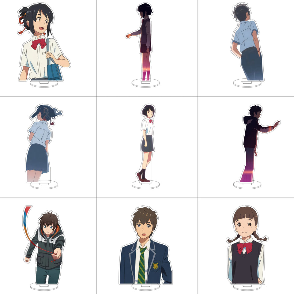 Your Name Anime Acrylic Standee Collection - Premium Taki & Mitsuha Timeline Variant Figures - Kimi no Na wa Kataware-doki Twilight Desk Decor - Romantic Manga Fan Gift Set for Bookshelf, Desk & Room Display