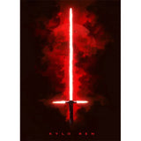 Star Wars Lightsaber Canvas Wall Art - Iconic Jedi & Sith Weaponry Prints - Minimalist Sci-Fi Movie Decor for Home, Office, or Game Room - Kylo Ren, Ahsoka Tano & Obi-Wan Editions