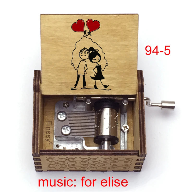 Für Elise Hand-Crank Wooden Music Box - Laser-Engraved Beethoven Classical Theme Replica - Elegant Ballerina Souvenir & Vintage Musical Keepsake Gift