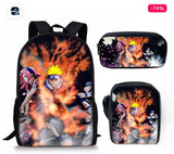 Naruto Tactical Ninja Graphic 3-Piece Backpack Set - Anime Laptop Bookbag with Matching Crossbody Lunch Bag & Pencil Case - 3-in-1 School Set for Students & Anime Fans