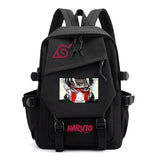 Anime Tactical Buckle Canvas Backpack - Leaf Village & Anbu Mask Graphic School Bookbag with Laptop Sleeve - Aesthetic Multi-Pocket Travel Rucksack for Students & Anime Fans