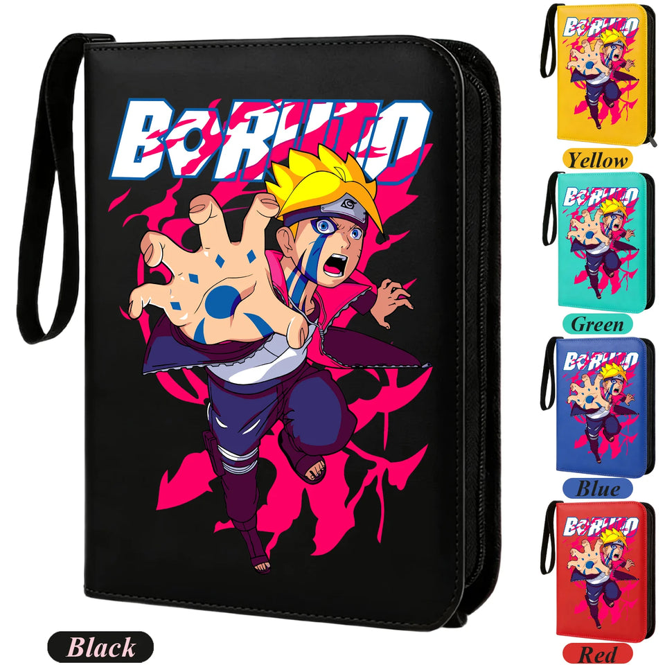 Anime Rogue Ninja Zippered Trading Card Binder - 9-Pocket PU Leather TCG Collector Folder Album with Wrist Strap & Red Cloud Graphic - Portable Storage Case for Pokemon, MTG, Yu-Gi-Oh & Sports Cards