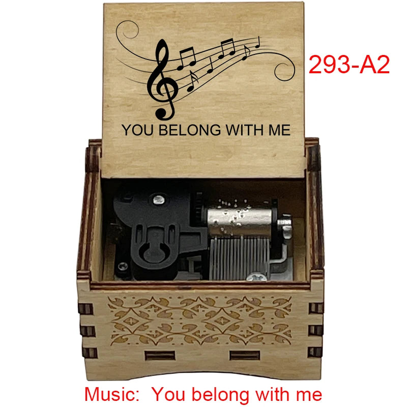 "You Belong With Me" Hand-Crank Wooden Music Box - Taylor Swift Inspired Fan Souvenir - Laser-Engraved Lyrics & Portrait - Limited Edition Musical Keepsake Gift