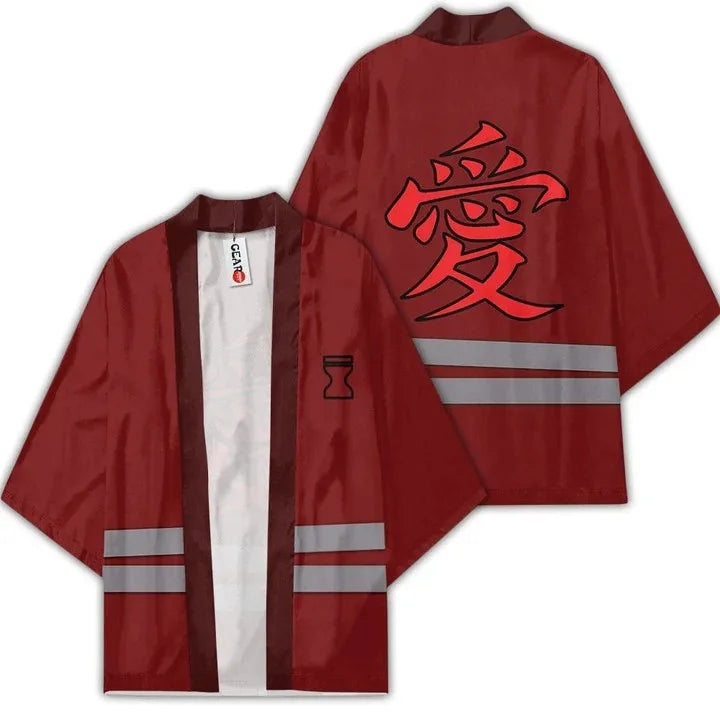 Anime Kimono Haori Cardigan Cloak - Akatsuki Red Cloud Printing Open Front Robe - Gaara Jiraiya Uchiha Unisex Graphic Yukata Jacket - Casual Streetwear Ninja Cosplay Cape Outwear