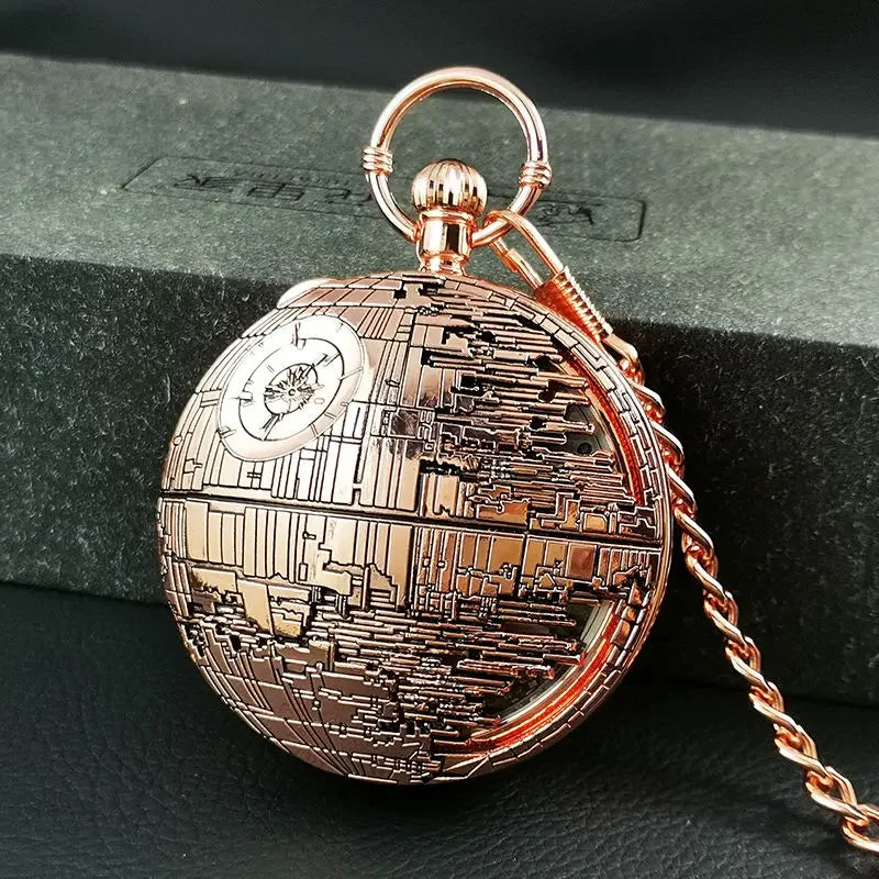Star Wars Death Star Musical Pocket Watch – 2-in-1 Quartz Timepiece & Wind-Up Music Box