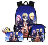 Naruto Tactical Ninja Graphic 3-Piece Backpack Set - Anime Laptop Bookbag with Matching Crossbody Lunch Bag & Pencil Case - 3-in-1 School Set for Students & Anime Fans