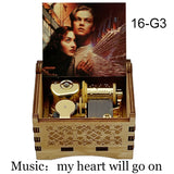 Titanic "My Heart Will Go On" Hand-Crank Wooden Music Box - Laser-Engraved Jack & Rose Movie Scene - Romantic Anniversary & Valentine's Day Gift - Vintage Musical Keepsake for Movie Lovers