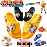 Anime Ninja Character Slide Sandals - Cute Cartoon Yellow Chibi Open Toe Slippers - Waterproof Non-Slip EVA Cloud Slides for Men, Women & Kids - Comfortable Indoor Outdoor Beach Footwear Gift