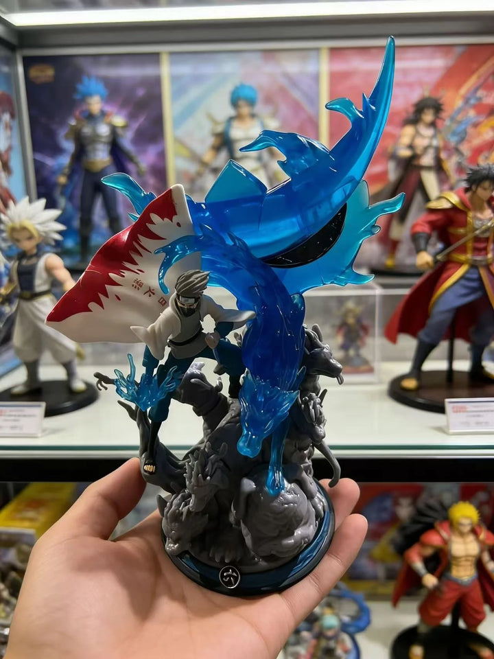 Naruto Kakashi Hatake Sixth Hokage Diorama Statue - Lightning Hound Chidori Chakra Effect Statue - Collectible Anime Desk Figure & Display Centerpiece - 22CM