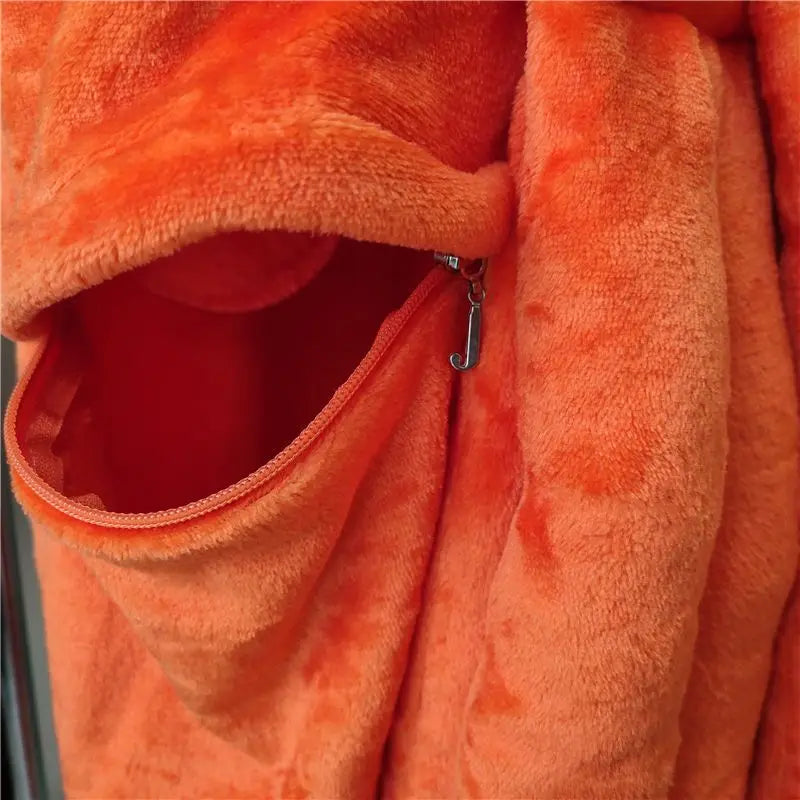 Anime Nine-Tails Fox Kigurumi Onesie - Premium Kurama Orange Flannel Pajamas - Cozy Soft Fleece Animal Jumpsuit Loungewear - Collectible Nostalgic Fan Gift for Cosplay, Halloween & Winter Bedding