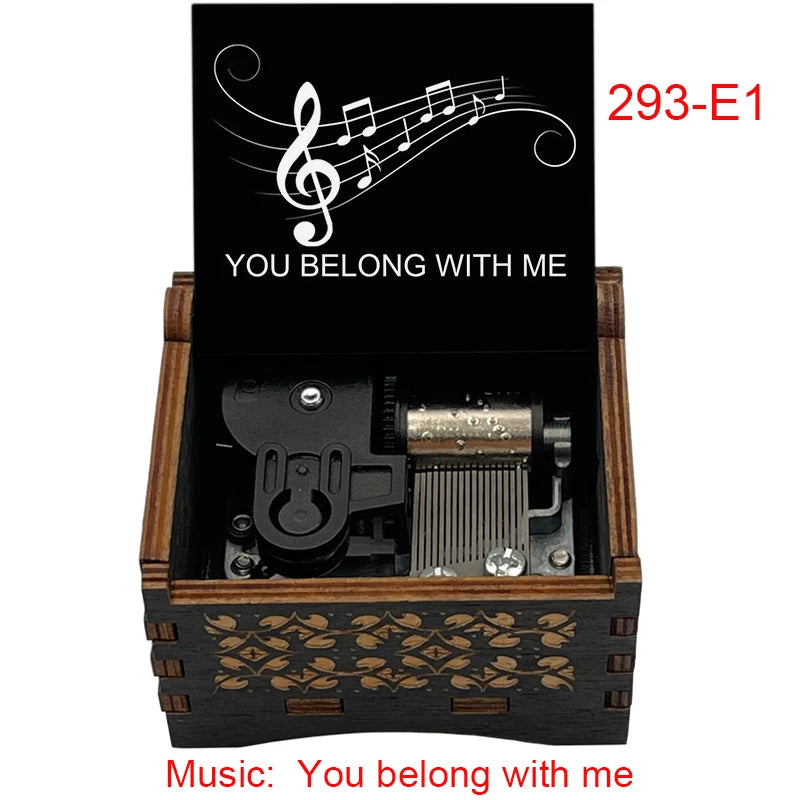 "You Belong With Me" Hand-Crank Wooden Music Box - Taylor Swift Inspired Fan Souvenir - Laser-Engraved Lyrics & Portrait - Limited Edition Musical Keepsake Gift