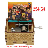 Anime Axis Powers Wooden Music Box - Vintage Hand-Crank Engraved Wooden Musical Toy - Retro Axis & Allies Character Art Print Musicbox - Collectible Nostalgic Fan Gift for Birthday & Room Display