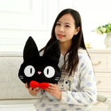 Cute Anime Forest Spirit Plush Cushion - Kawaii Magical Grey & Blue Spirit Pillow - Retro Black Cat Stuffed Animal Doll - Nostalgic Manga Fan Gift for Bed, Couch & Gaming Room Decor