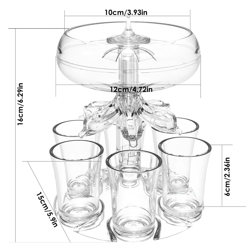 6-Shot Glasses Wine Whiskey Dispenser Bar
