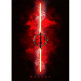 Star Wars Lightsaber Canvas Wall Art - Iconic Jedi & Sith Weaponry Prints - Minimalist Sci-Fi Movie Decor for Home, Office, or Game Room - Kylo Ren, Ahsoka Tano & Obi-Wan Editions