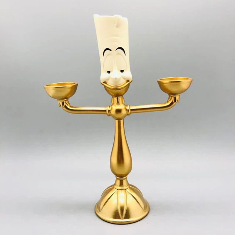 Beauty and the Beast Cogsworth & Lumiere Desktop Collectible Set - Functional Pendulum Clock & Light-Up LED Figurine - Premium Resin Movie Replica Home Decor & Gift Duo