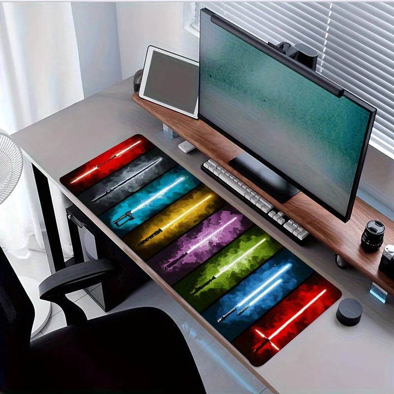 Star Wars Lightsaber LED Desk Mat - Gaming Mouse Pad with Jedi & Sith Weaponry Art - Extended Large Desktop Protector for Office & Game Room - Ahsoka, Kylo Ren & Vader Editions