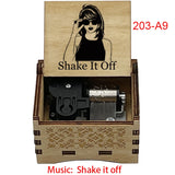 "Shake It Off" Hand-Crank Wooden Music Box - Taylor Swift Inspired Fan Souvenir - Laser-Engraved Pop Icon Silhouette & Lyric - Unique Musical Keepsake Gift