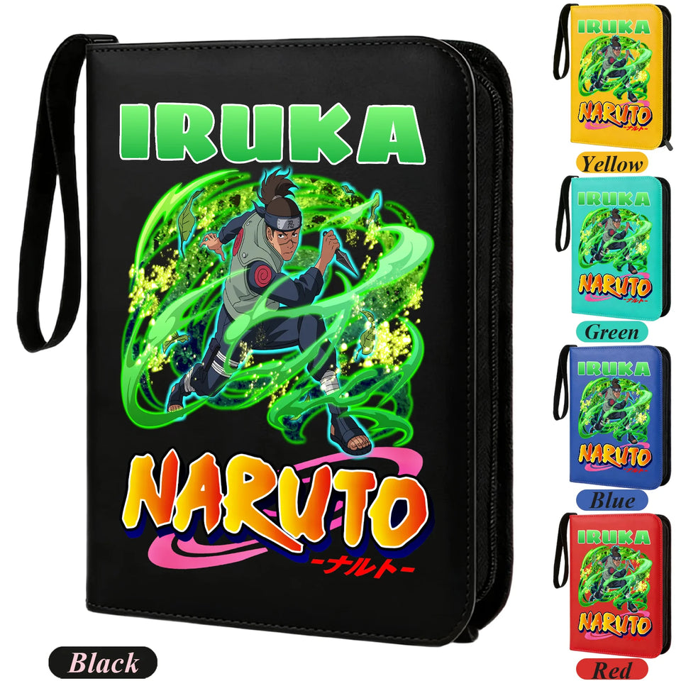 Anime Rogue Ninja Zippered Trading Card Binder - 9-Pocket PU Leather TCG Collector Folder Album with Wrist Strap & Red Cloud Graphic - Portable Storage Case for Pokemon, MTG, Yu-Gi-Oh & Sports Cards