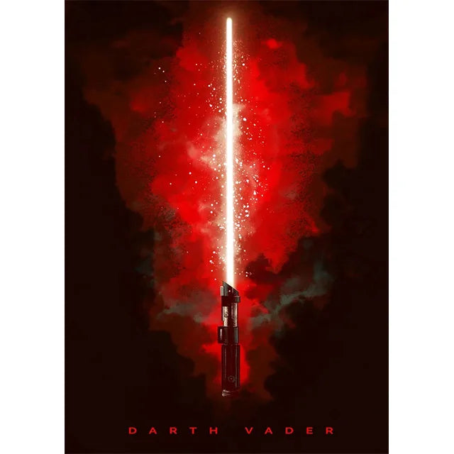 Star Wars Lightsaber Canvas Wall Art - Iconic Jedi & Sith Weaponry Prints - Minimalist Sci-Fi Movie Decor for Home, Office, or Game Room - Kylo Ren, Ahsoka Tano & Obi-Wan Editions