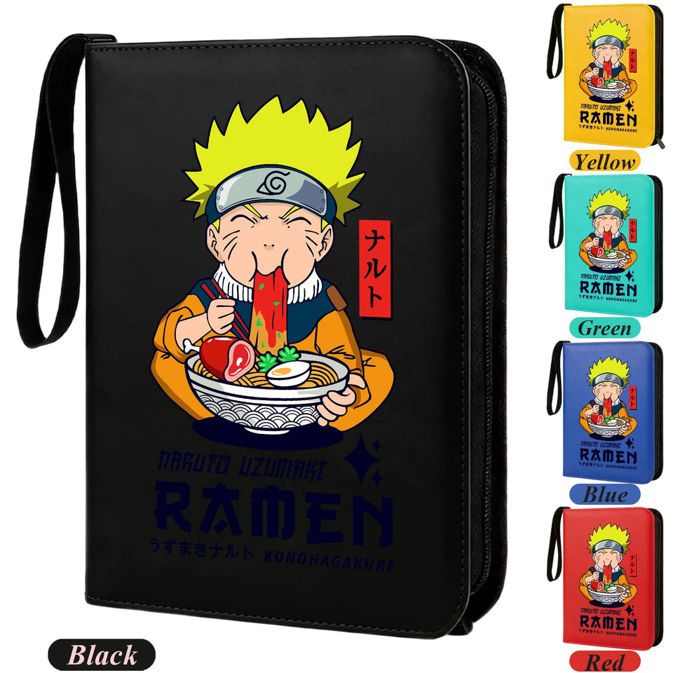 Anime Rogue Ninja Zippered Trading Card Binder - 9-Pocket PU Leather TCG Collector Folder Album with Wrist Strap & Red Cloud Graphic - Portable Storage Case for Pokemon, MTG, Yu-Gi-Oh & Sports Cards
