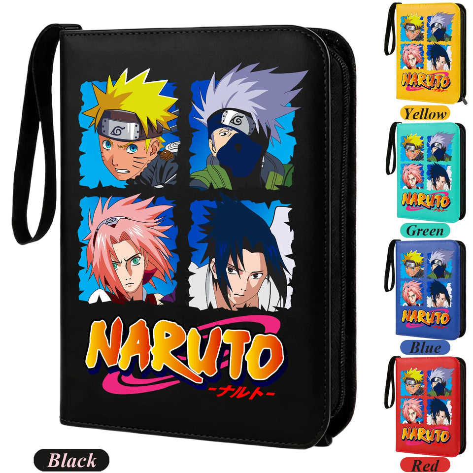 Anime Rogue Ninja Zippered Trading Card Binder - 9-Pocket PU Leather TCG Collector Folder Album with Wrist Strap & Red Cloud Graphic - Portable Storage Case for Pokemon, MTG, Yu-Gi-Oh & Sports Cards