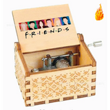 Friends TV Show Hand-Crank Wooden Music Box - "I'll Be There For You" Theme Song - Laser-Engraved Cast Silhouette & Iconic Umbrella Art - Nostalgic TV Series Collectible & Best Friend Gift