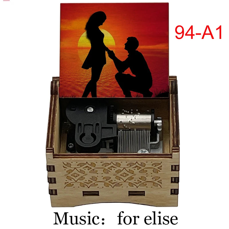 Für Elise Hand-Crank Wooden Music Box - Laser-Engraved Beethoven Classical Theme Replica - Elegant Ballerina Souvenir & Vintage Musical Keepsake Gift