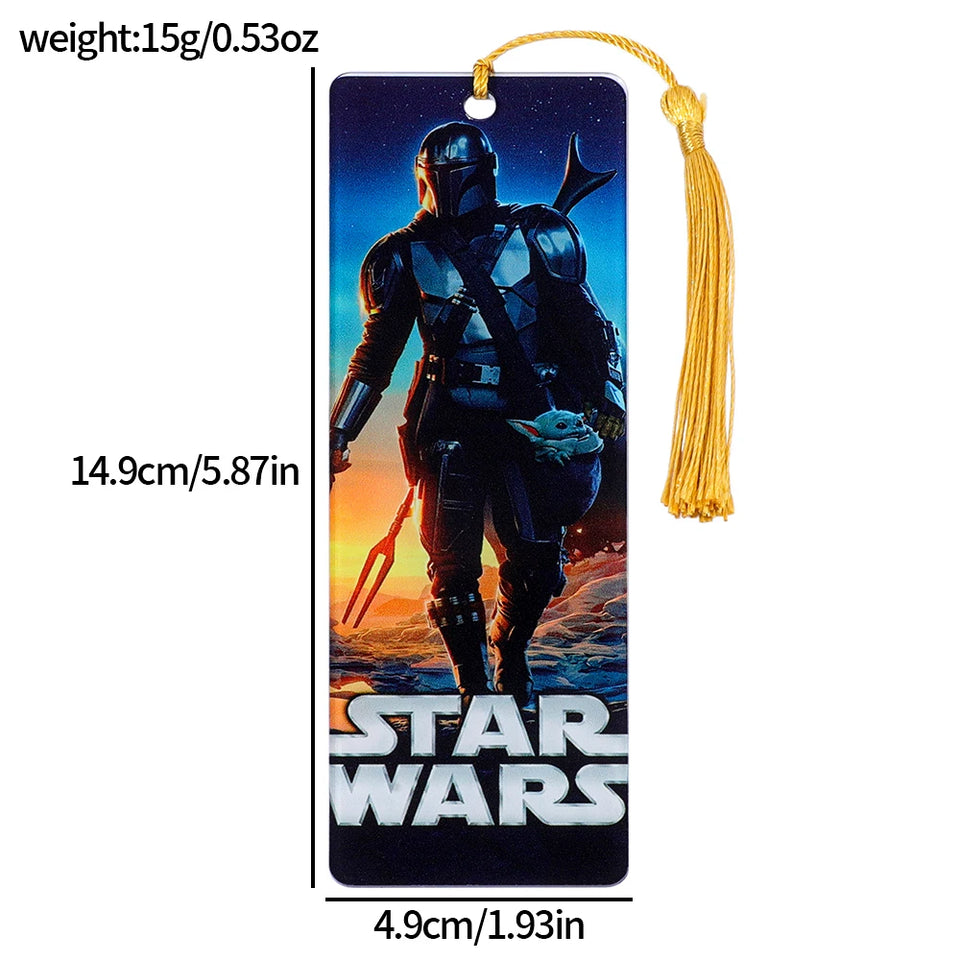 Star Wars Collectible Bookmark Set with Silk Tassels - Premium Mandalorian, Darth Vader & Luke Skywalker Graphic Book Page Markers - Durable Sci-Fi Reading Accessories - Cool Gift for Bookworms & Fans
