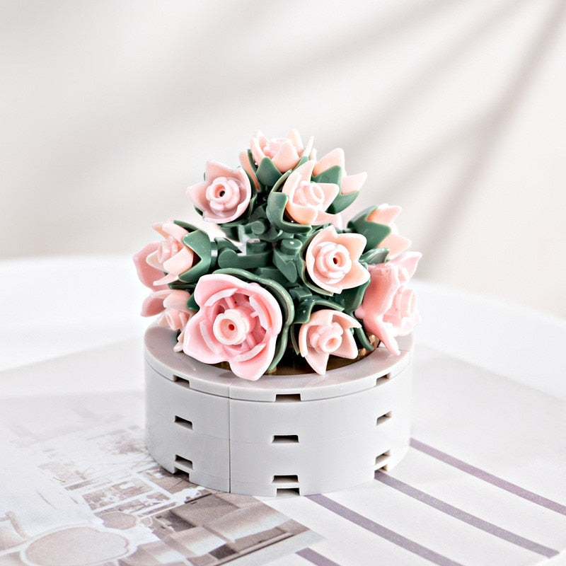 DIY Succulents Romantic Flowers Bouquet Bricks