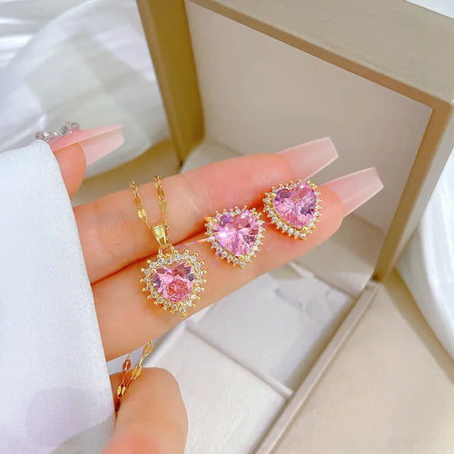 Luxury Jewelry Sets Pendant Necklace Earrings Gifts For Women