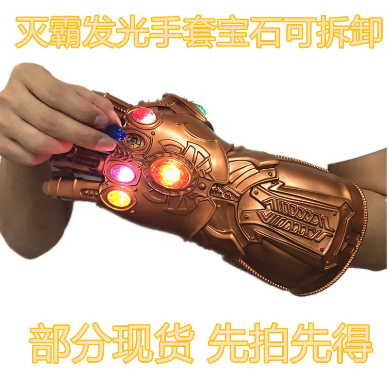 Infinity Gauntlet Prop Replica - Metallic Gold Armor Glove with 6 Infinity Stones - Marvel Superhero Cosplay Weapon, Costume Prop & Desk Display for Fans & Collectors