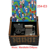 Anime Axis Powers Wooden Music Box - Vintage Hand-Crank Engraved Wooden Musical Toy - Retro Axis & Allies Character Art Print Musicbox - Collectible Nostalgic Fan Gift for Birthday & Room Display