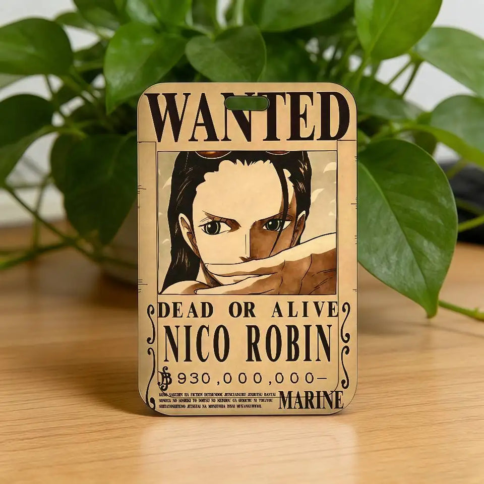 Anime Pirate Wanted Poster Luggage Tag - Vintage Monkey D Luffy Gear 5 Bounty Card - Retro Vinsmoke Sanji & Nico Robin Travel ID Bag Tag - Nostalgic Manga Fan Gift for Backpack, Suitcase & Keychain