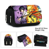 Anime Ninja Large Capacity Pencil Case - Double Zipper Canvas Pen Pouch Bag with Akatsuki Cloud & Shinobi Print - Back to School Stationeries Organizer & Cosmetic Travel Pouch for Students & Anime Fans