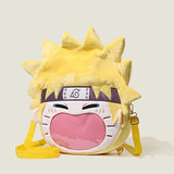 Anime Plush Ita Bag Crossbody Shoulder Bag - Clear Display Window Plushie Purse for Enamel Pins & Keychains Featuring Gaara & Sasuke - Aesthetic Ita Bag for Conventions, Cosplay & Anime Fans