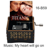 Titanic "My Heart Will Go On" Hand-Crank Wooden Music Box - Laser-Engraved Jack & Rose Movie Scene - Romantic Anniversary & Valentine's Day Gift - Vintage Musical Keepsake for Movie Lovers