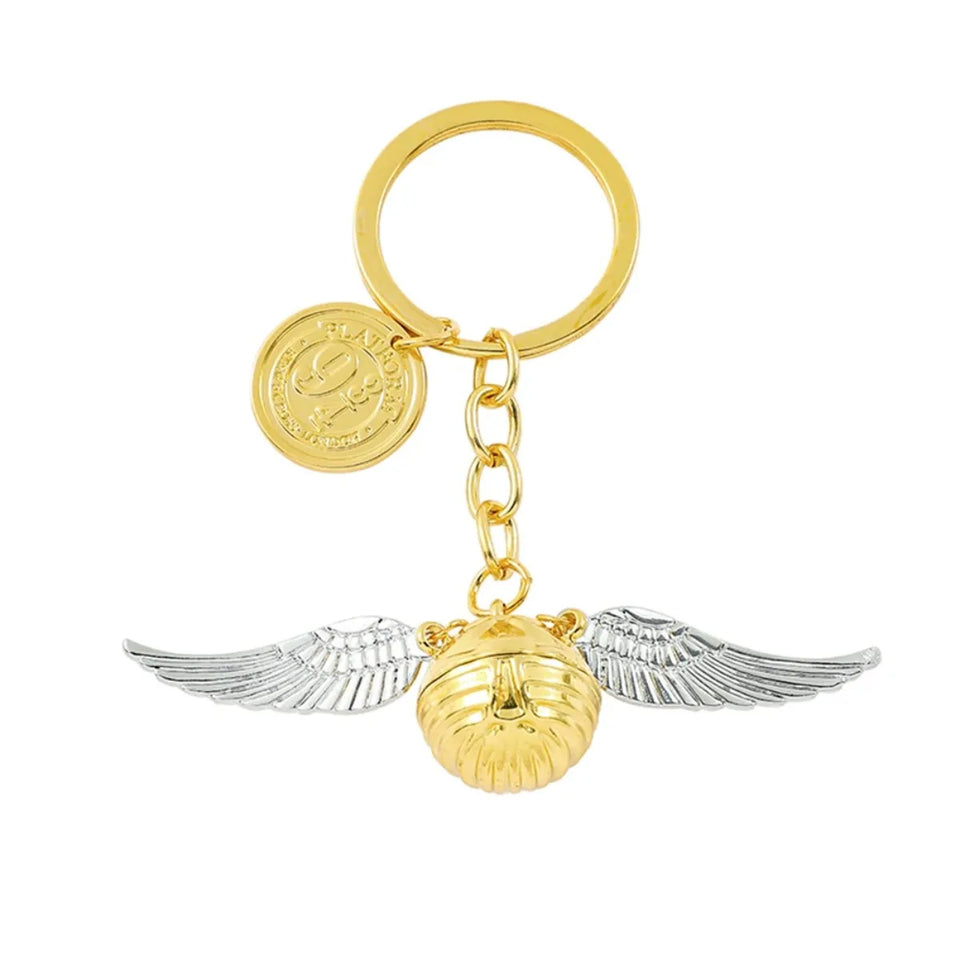 Harry Potter Golden Snitch Keychain - Handcrafted Quidditch Seeker Pendant & Backpack Accessory - Vintage Movie Replica Jewelry Gift