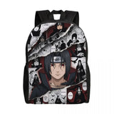 Itachi Uchiha Manga Collage Backpack - Anime Torn Graphic School Bookbag with Sharingan Eyes - Durable Canvas Laptop Daypack for Anime Fans, Students & Cosplay