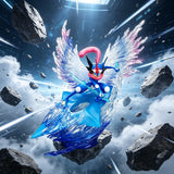 Pokémon Ash-Greninja Water Shuriken Diorama Statue - Dynamic Water & Crystal FX Action Figure - Collectible Anime Desk Statue & Gaming Setup Display - 23CM