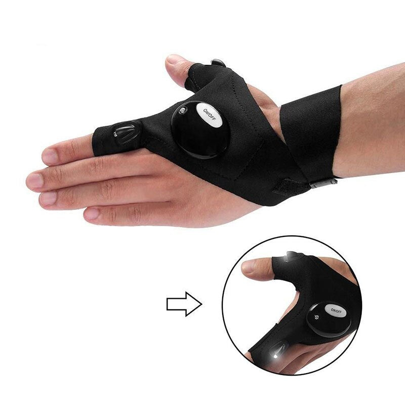 Fingerless LED Flashlight Gloves