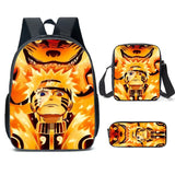 Naruto Tactical Ninja Graphic 3-Piece Backpack Set - Anime Laptop Bookbag with Matching Crossbody Lunch Bag & Pencil Case - 3-in-1 School Set for Students & Anime Fans