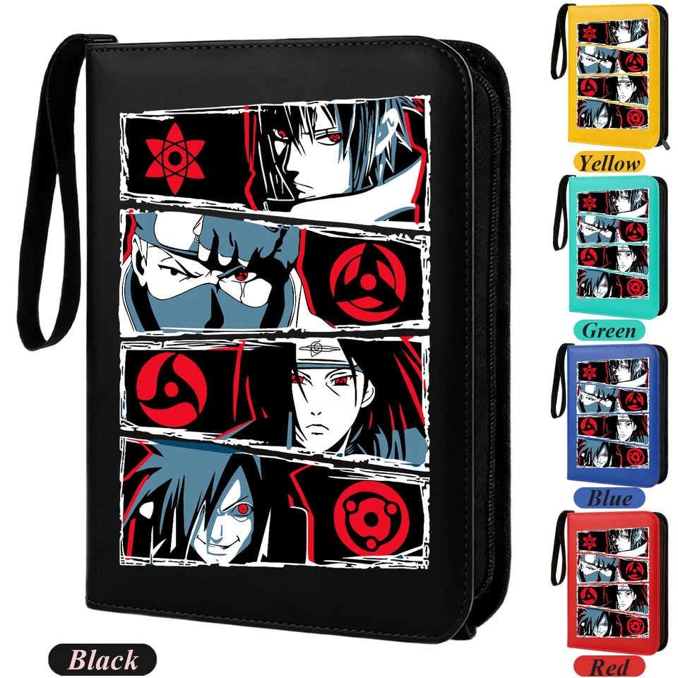 Anime Rogue Ninja Zippered Trading Card Binder - 9-Pocket PU Leather TCG Collector Folder Album with Wrist Strap & Red Cloud Graphic - Portable Storage Case for Pokemon, MTG, Yu-Gi-Oh & Sports Cards