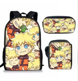 Naruto Tactical Ninja Graphic 3-Piece Backpack Set - Anime Laptop Bookbag with Matching Crossbody Lunch Bag & Pencil Case - 3-in-1 School Set for Students & Anime Fans